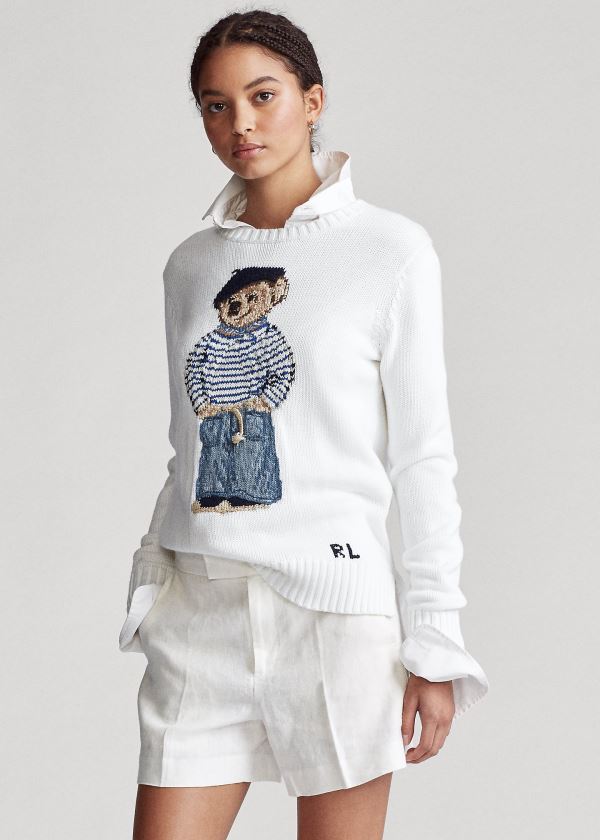 Women's Polo Ralph Lauren Polo Bear Cotton Sweater | 092574FHC